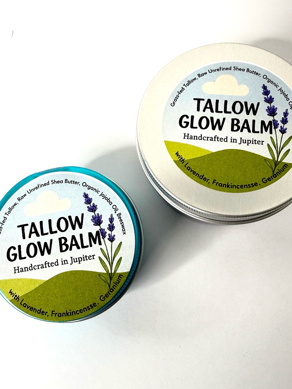 Organic Handcrafted TALLOW GLOW BALM 3 oz Grass-Fed Tallow Lavender Frankincense